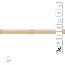 Светодиодная лента 24V 10W/m 4000К 5м IP65 Arte Lamp AQUA LANE A2432008-05-4K